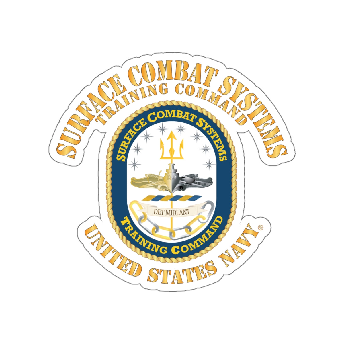 Die-Cut Vinyl Sticker - Navy - Surface Combat Systems Training Command - DET MIDLANT