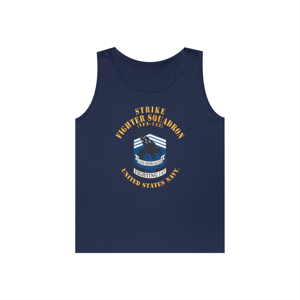 Unisex Heavy Cotton Tank Top - Navy - Strike Fighter Squadron 143 (VFA-143)