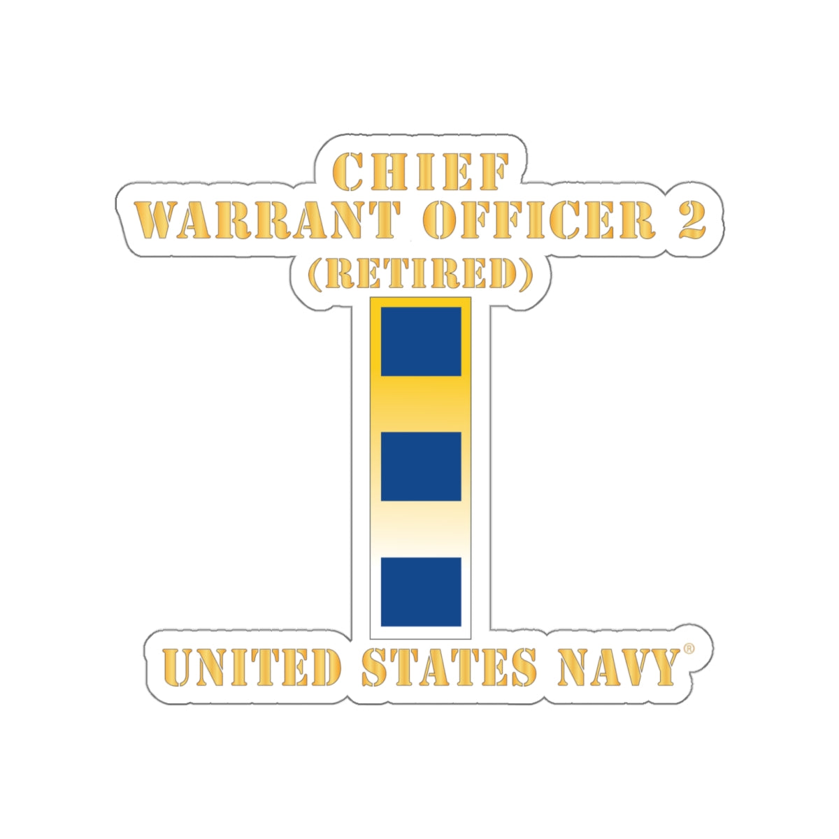 Die-Cut Vinyl Sticker - Navy - Chief Warrant Officer 2 - CW02 - Retired