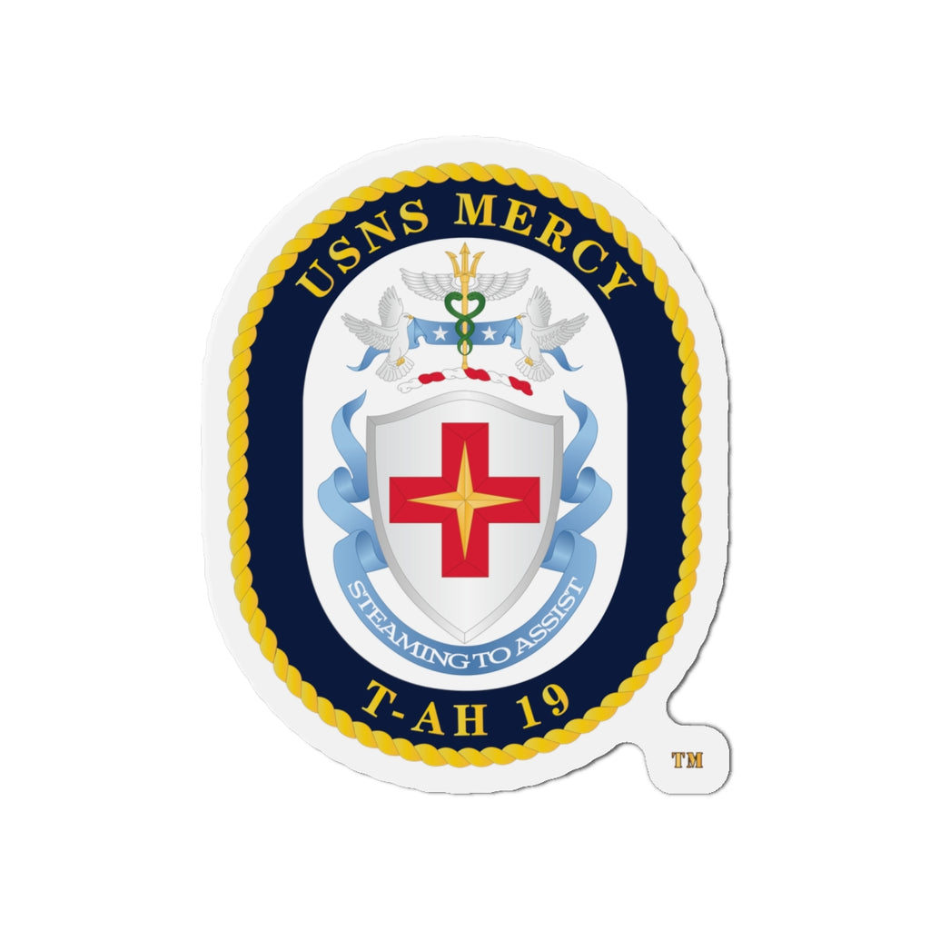 Die-Cut Magnet - Navy - USNS Mercy (T-AH-19) - Crest wo Txt