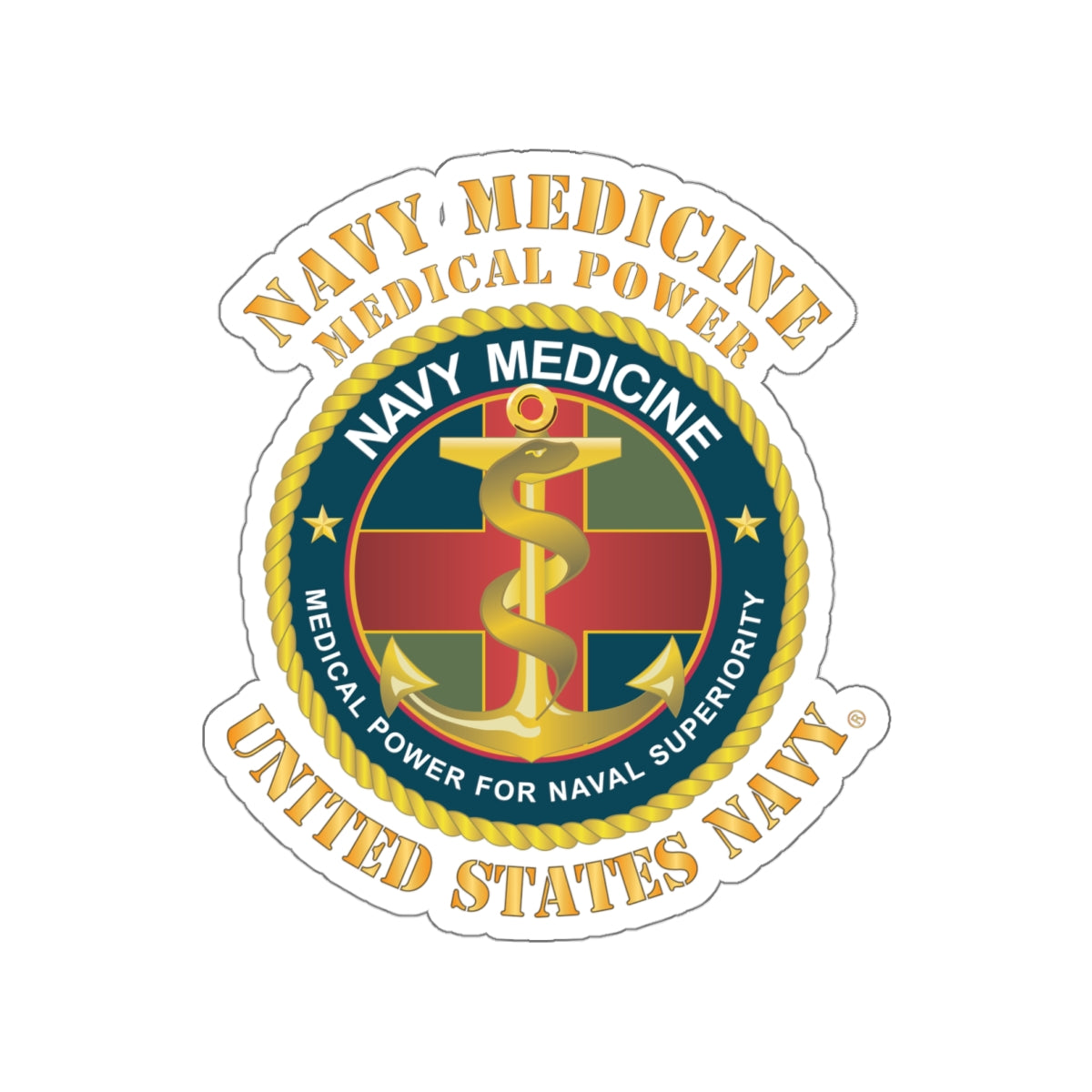 Die-Cut Vinyl Sticker - Navy Medicine - Medical Power for Naval Superiority X 300