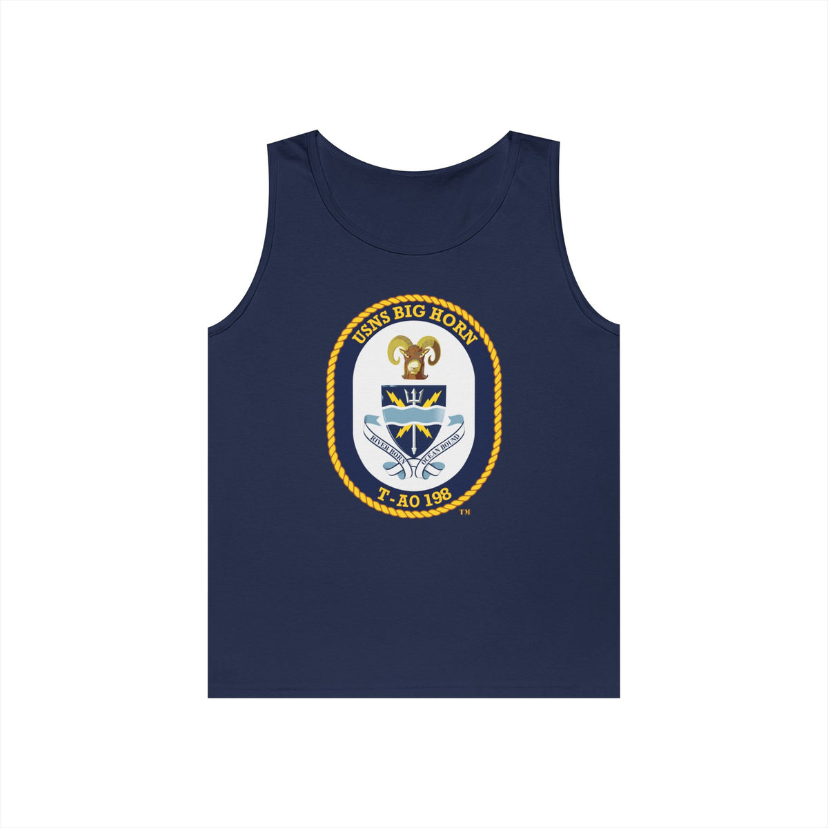 Unisex Heavy Cotton Tank Top - Navy - USNS Big Horn (T-AO 198) wo txt