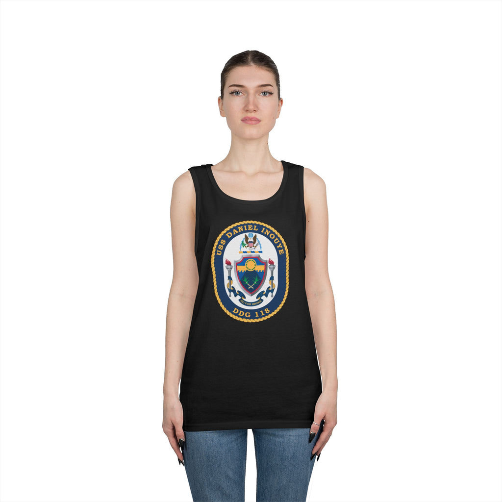 Unisex Heavy Cotton Tank Top - Navy - USS Daniel Inouye (DDG-118) wo txt