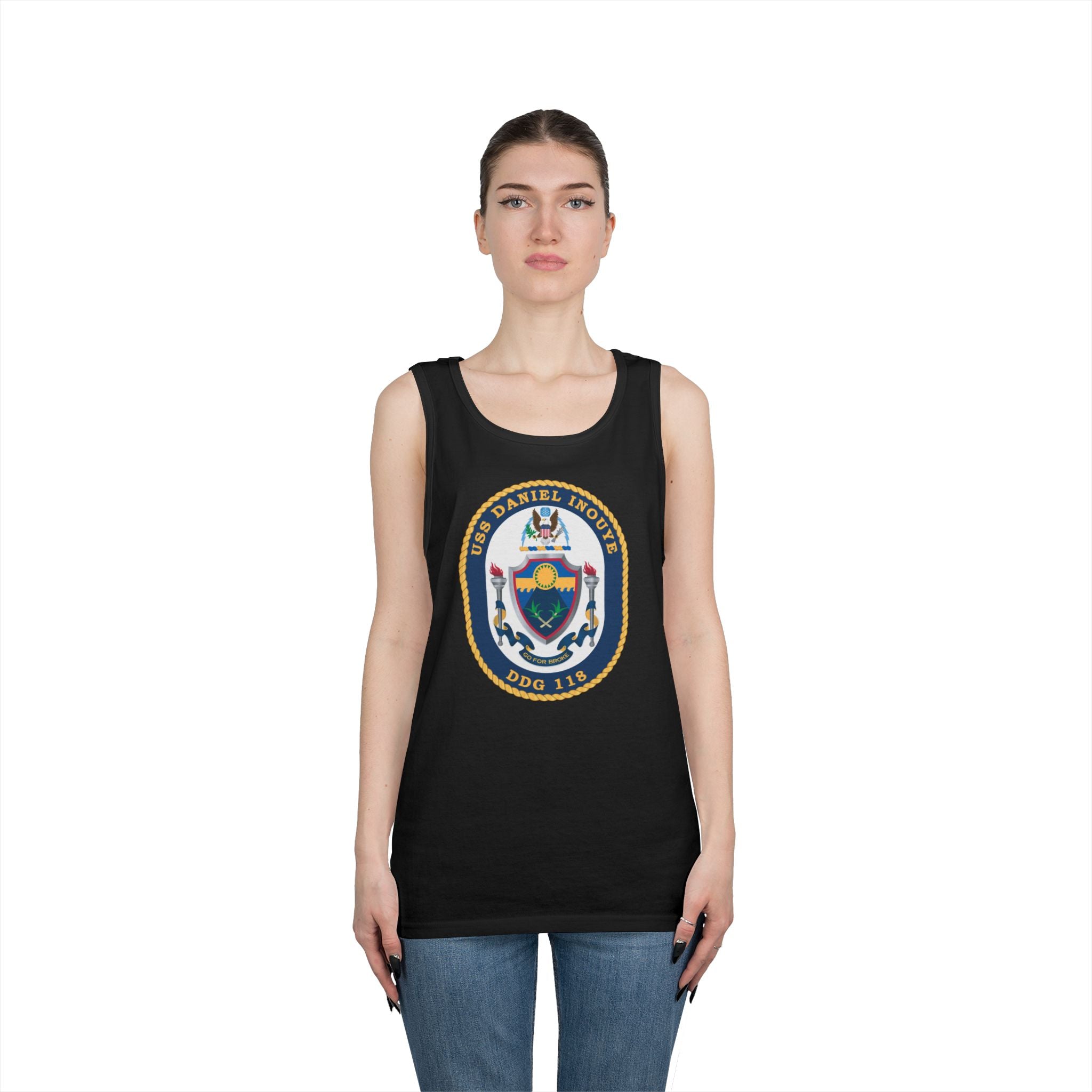 Unisex Heavy Cotton Tank Top - Navy - USS Daniel Inouye (DDG-118) wo txt