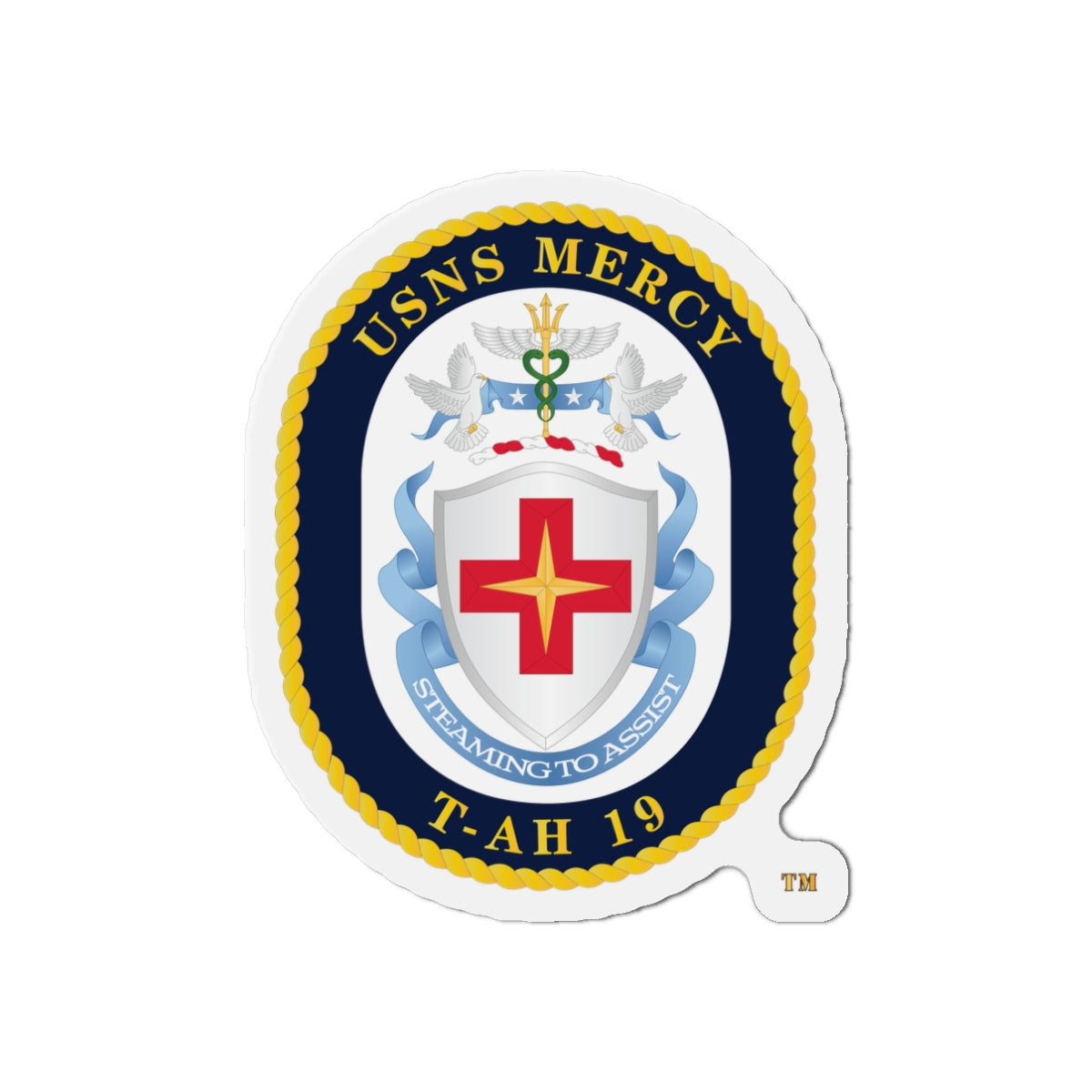 Die-Cut Magnet - Navy - USNS Mercy (T-AH-19) - Crest wo Txt