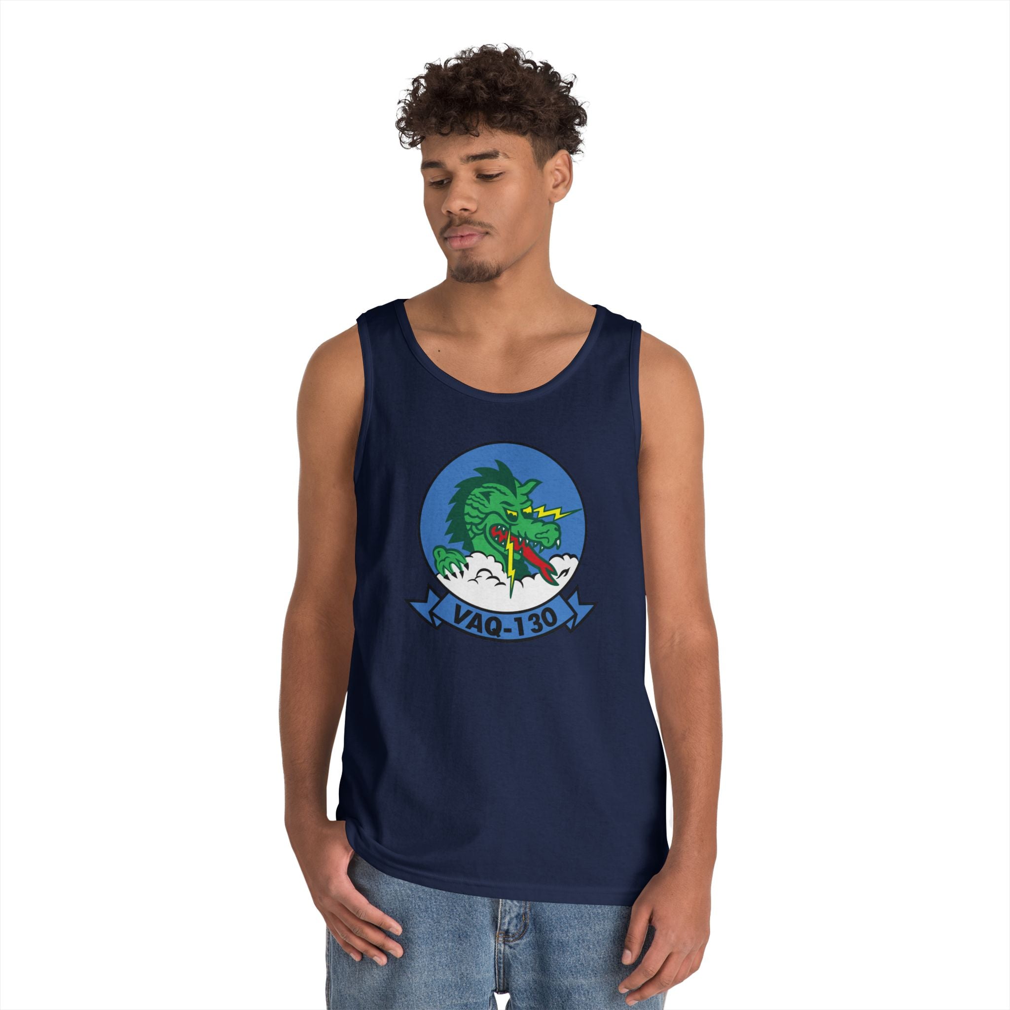 Unisex Heavy Cotton Tank Top - Navy - Electronic Attack Squadron 130 (VAQ-130) wo txt
