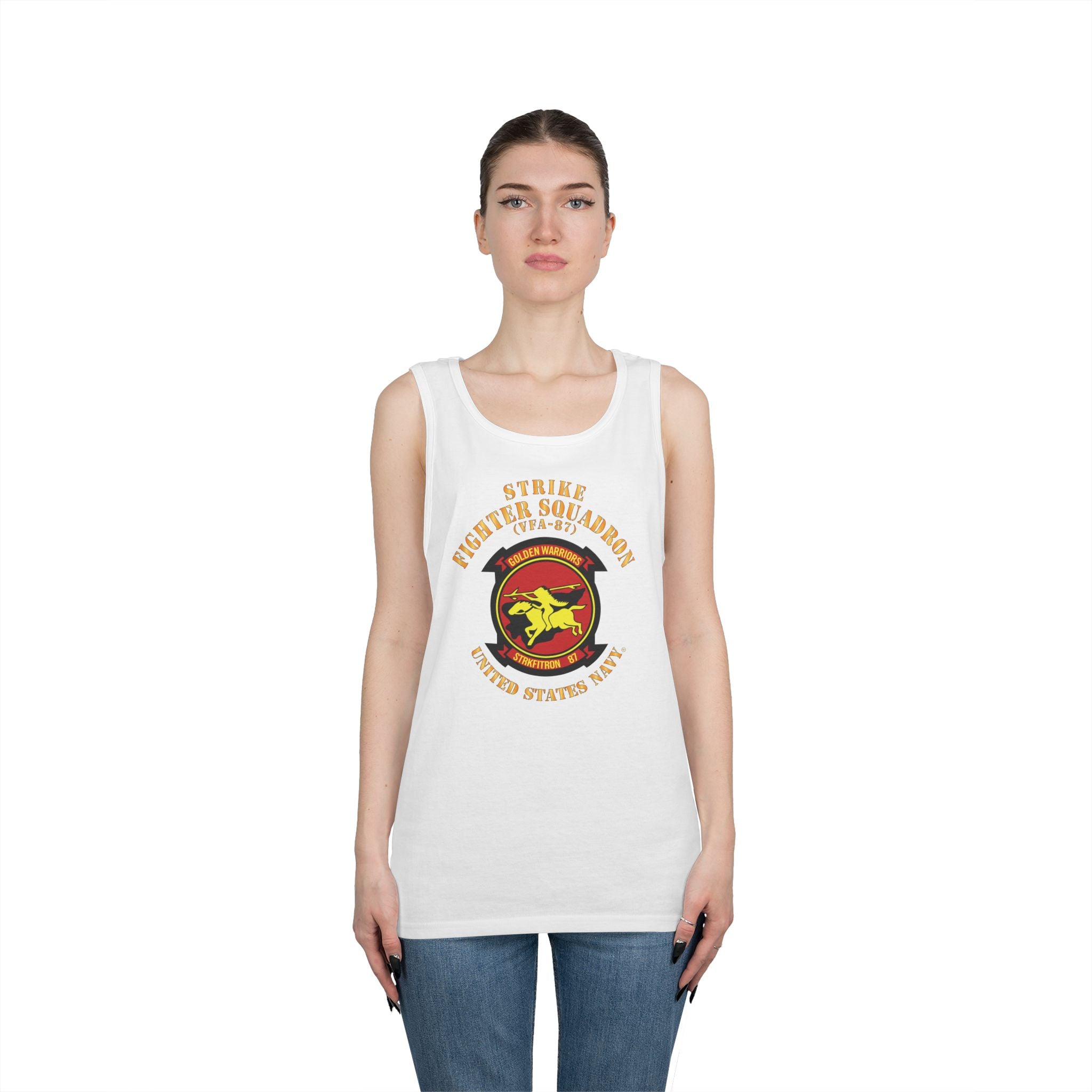 Unisex Heavy Cotton Tank Top - Navy - Strike Fighter Squadron 87 (VFA-87)