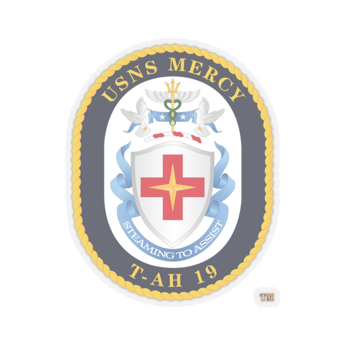 Kiss-Cut Stickers - Navy - USNS Mercy (T-AH-19) - Crest wo Txt