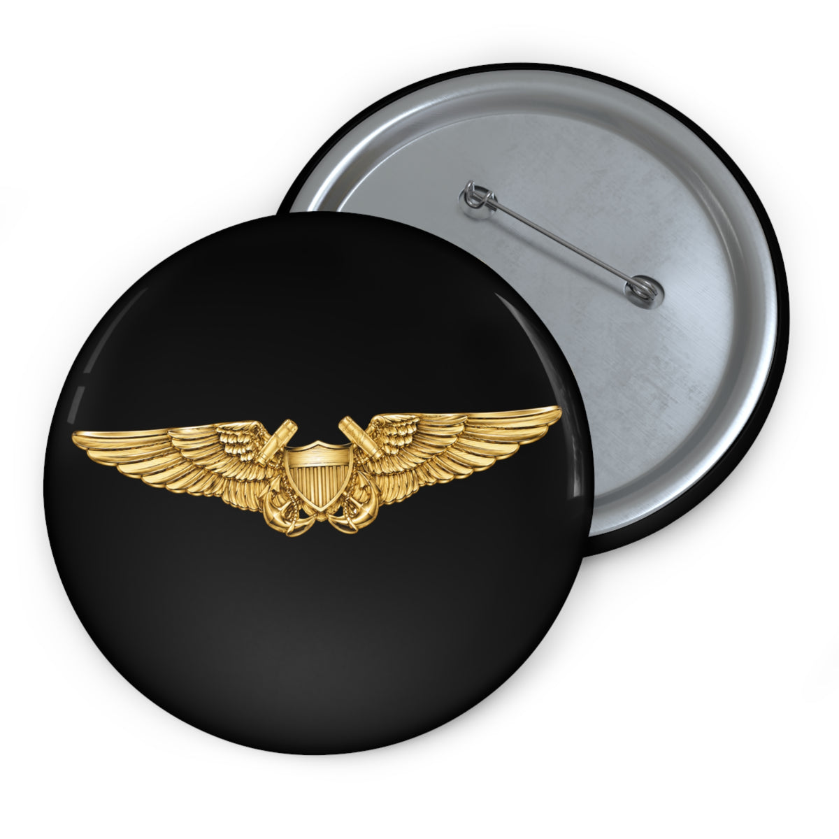 Pin Button - Navy - Badge - Naval Flight Officer Wings wo txt - 3D - Enhanced