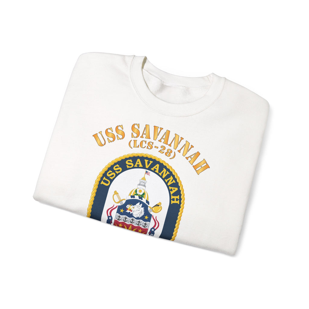Unisex Heavy Blend™ Crewneck Sweatshirt - Navy - USS Savannah (LCS-28)
