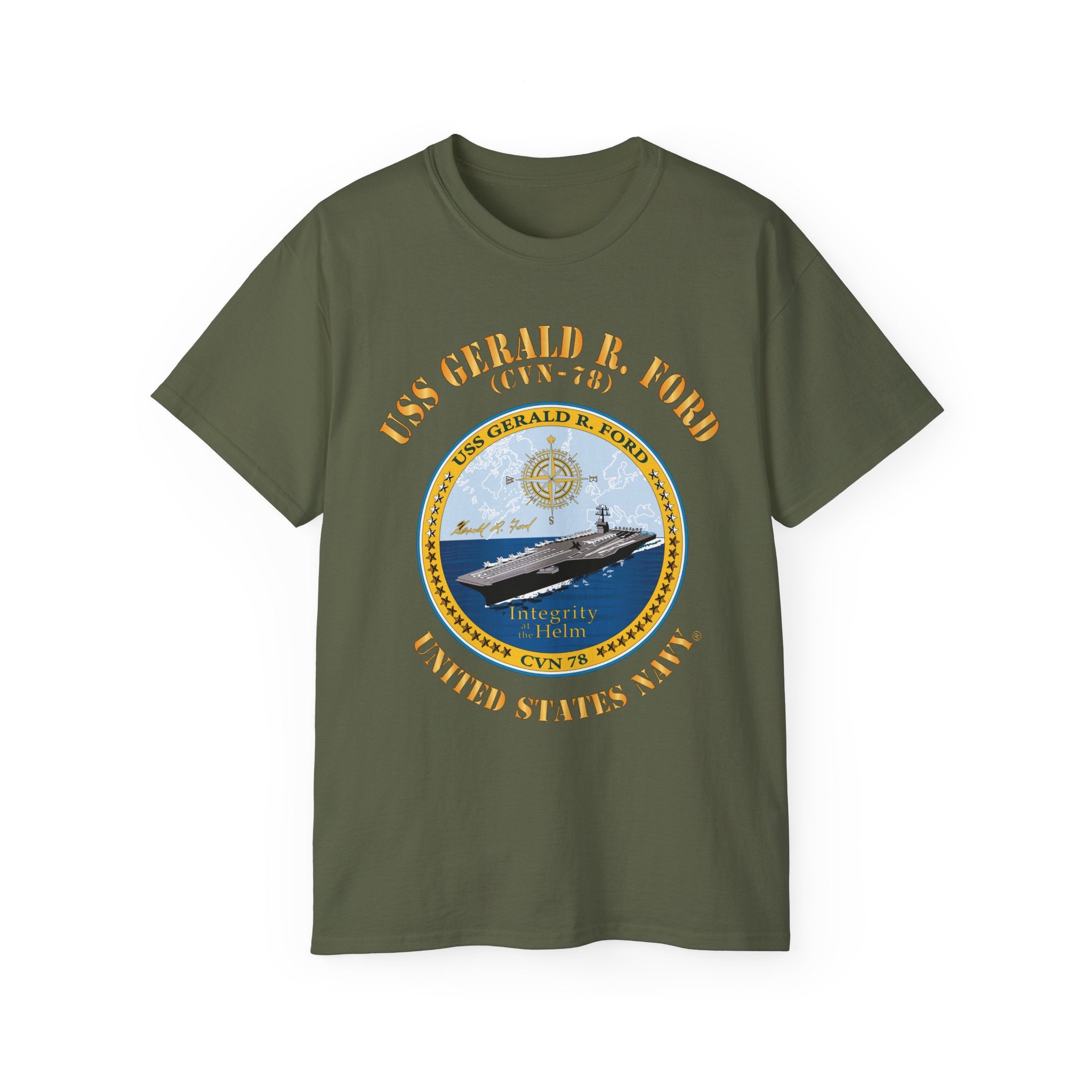 Unisex Ultra Cotton T-Shirt - Navy - USS Gerald R. Ford (CVN-78)