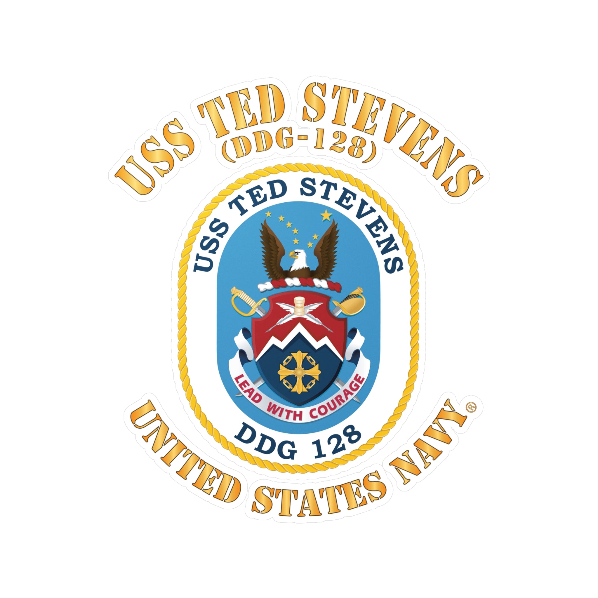 Kiss-Cut Vinyl Decal - Navy - USS Ted Stevens (DDG-128)
