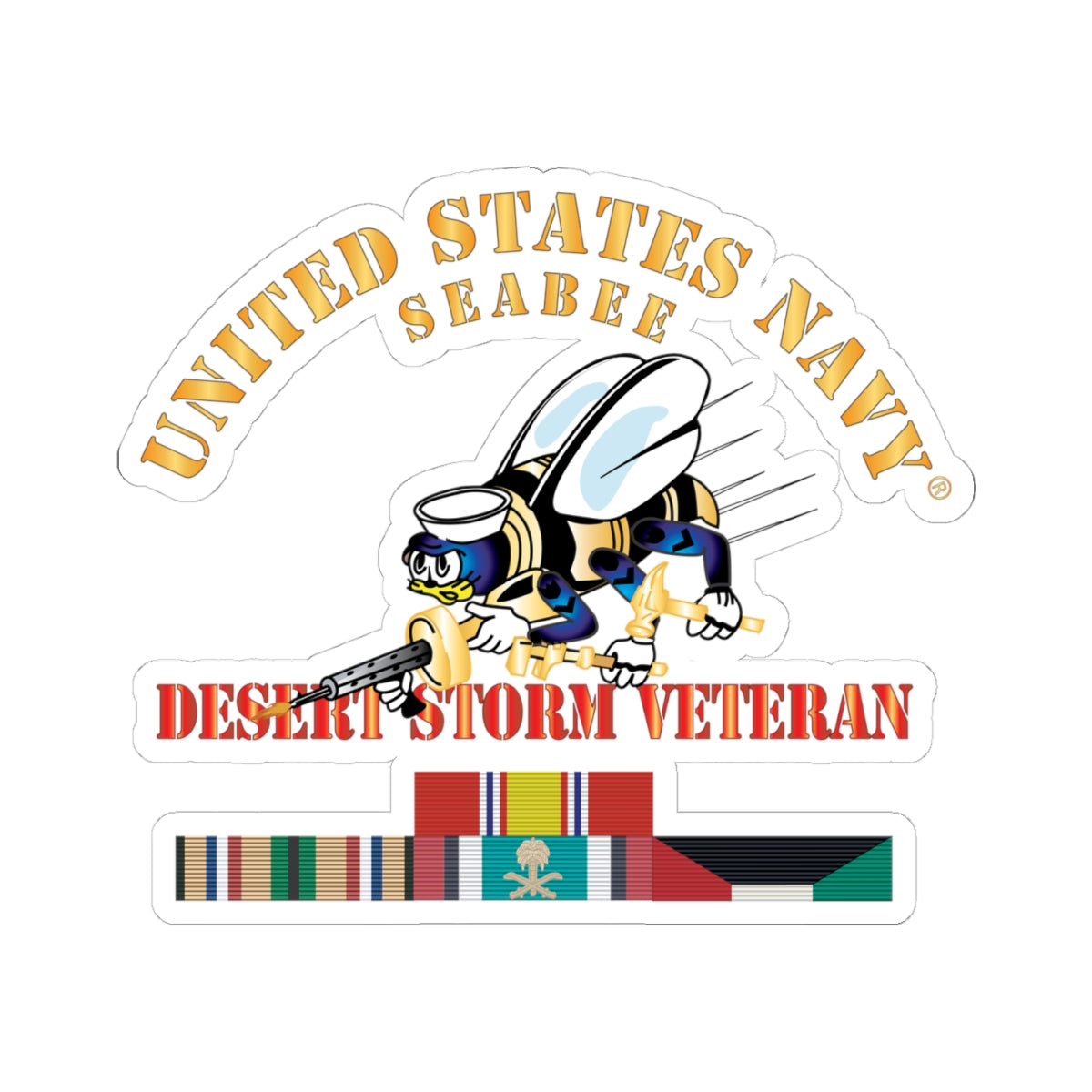 Kiss-Cut Stickers - Navy - Seabee - Desert Storm Veteran