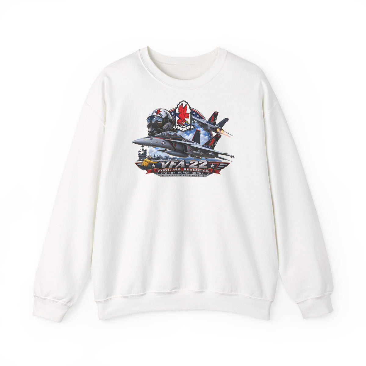 Unisex Heavy Blend™ Crewneck Sweatshirt - Strike Fighter Squadron 22nd - AC - Fighting Redcocks - 3D - Enhanced