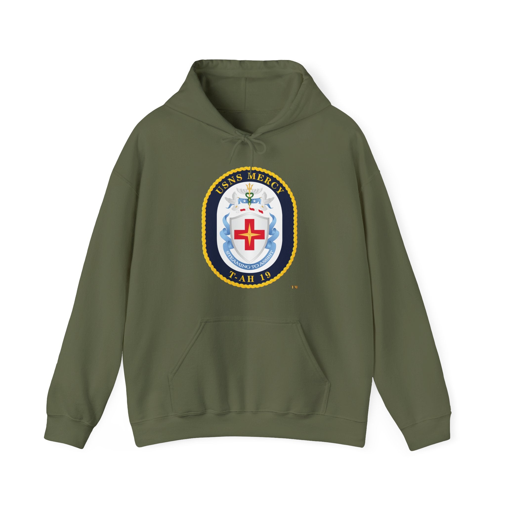 Unisex Heavy Blend™ Hoodies - Navy - USNS Mercy (T-AH-19) - Crest wo Txt