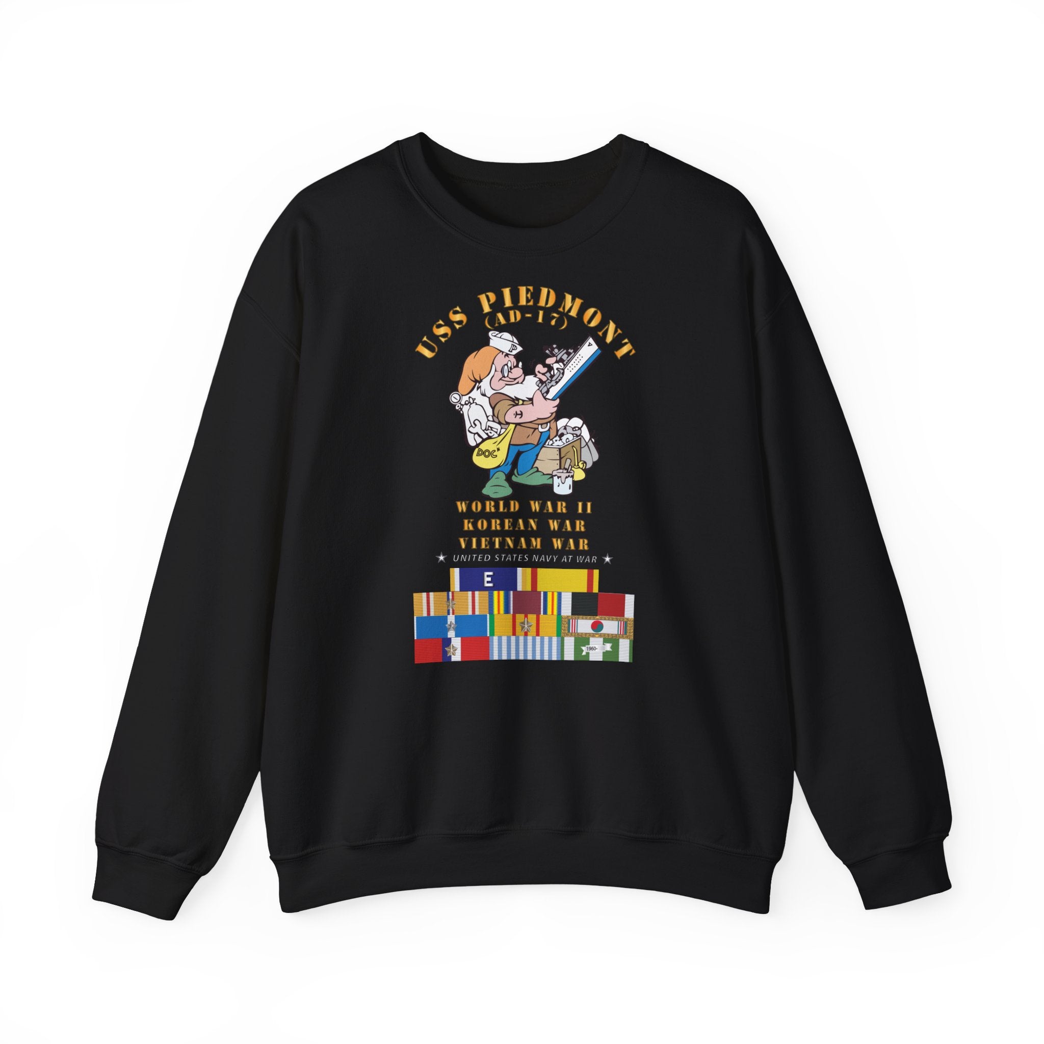 Unisex Heavy Blend™ Crewneck Sweatshirt - Navy - USS Piedmont (AD-17) w WWII - KOREA - VN SVC