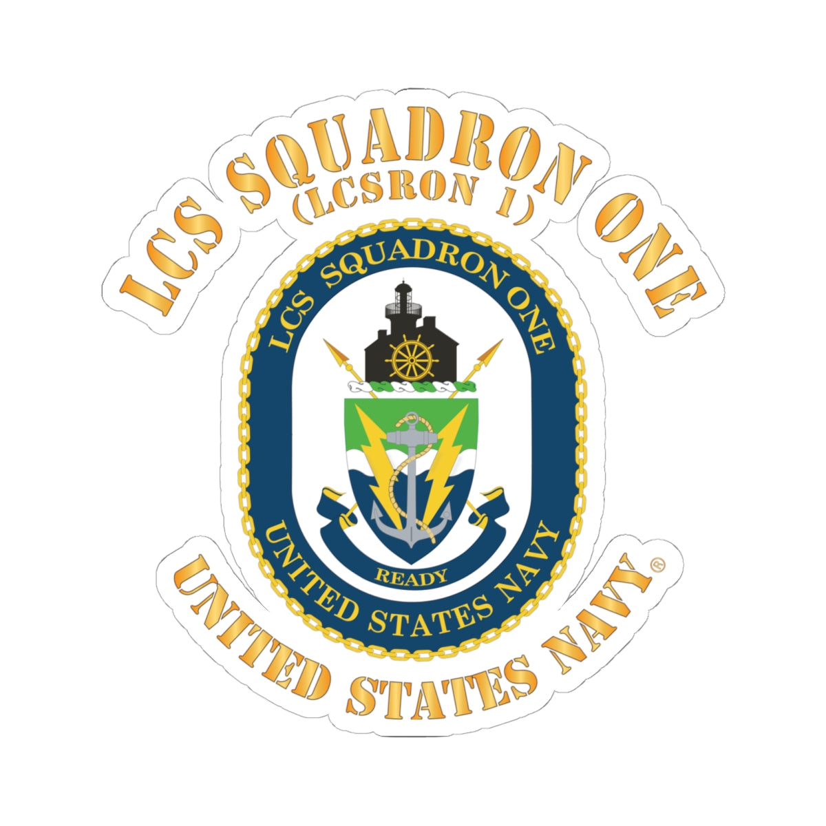 Kiss-Cut Stickers - Navy - LCS Squadron One (LCSRON 1)