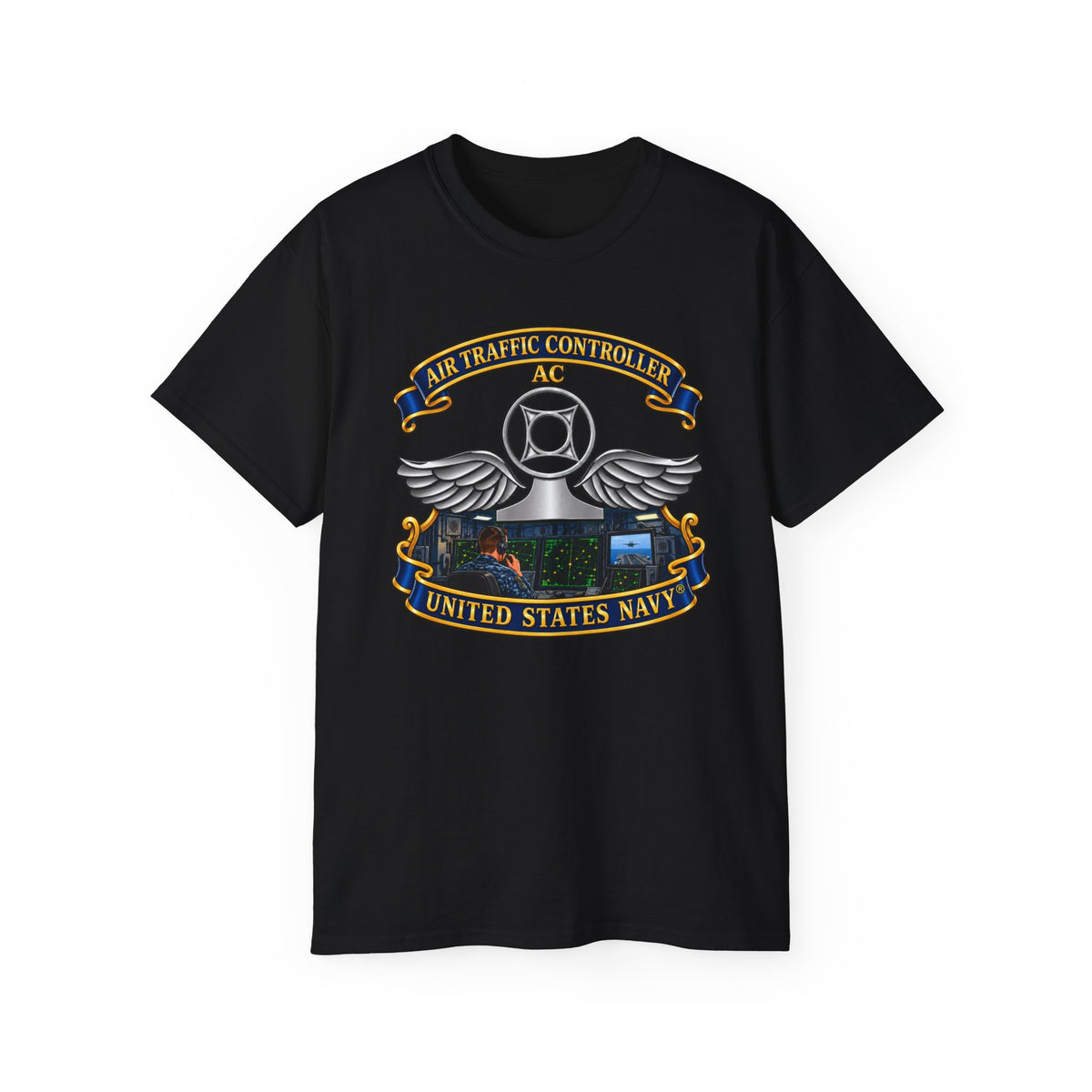 Unisex Ultra Cotton T-Shirt - Navy - Rate - Air Traffic Controller (AC) - Shipboard Version  3D - Enhanced