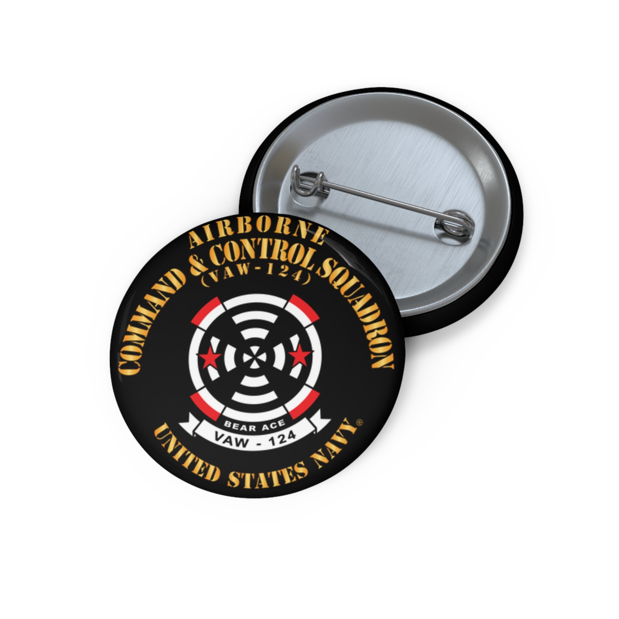 Custom Pin Button - Navy - Airborne Command & Control Squadron 124 (VAW-124)