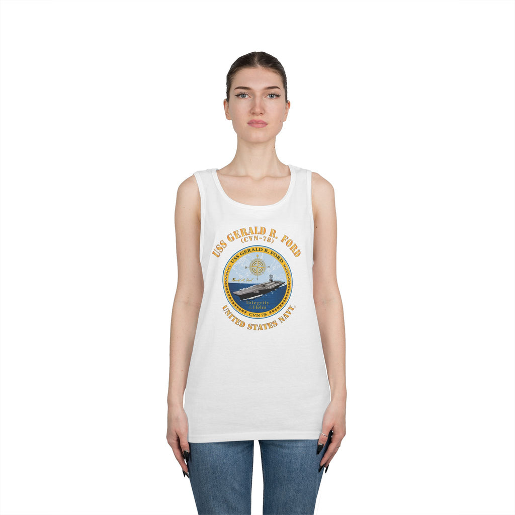 Unisex Heavy Cotton Tank Top - Navy - USS Gerald R. Ford (CVN-78)