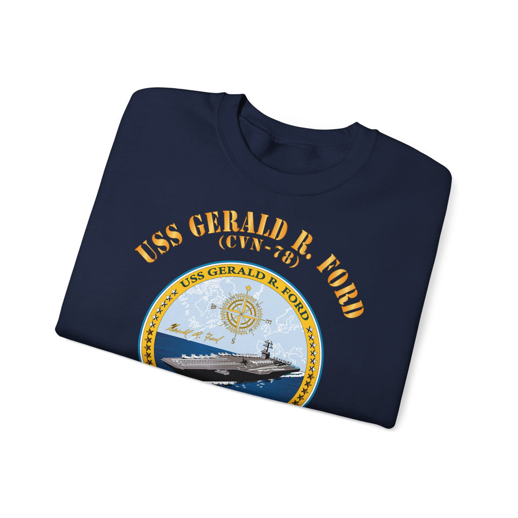Unisex Heavy Blend™ Crewneck Sweatshirt - Navy - USS Gerald R. Ford (CVN-78)