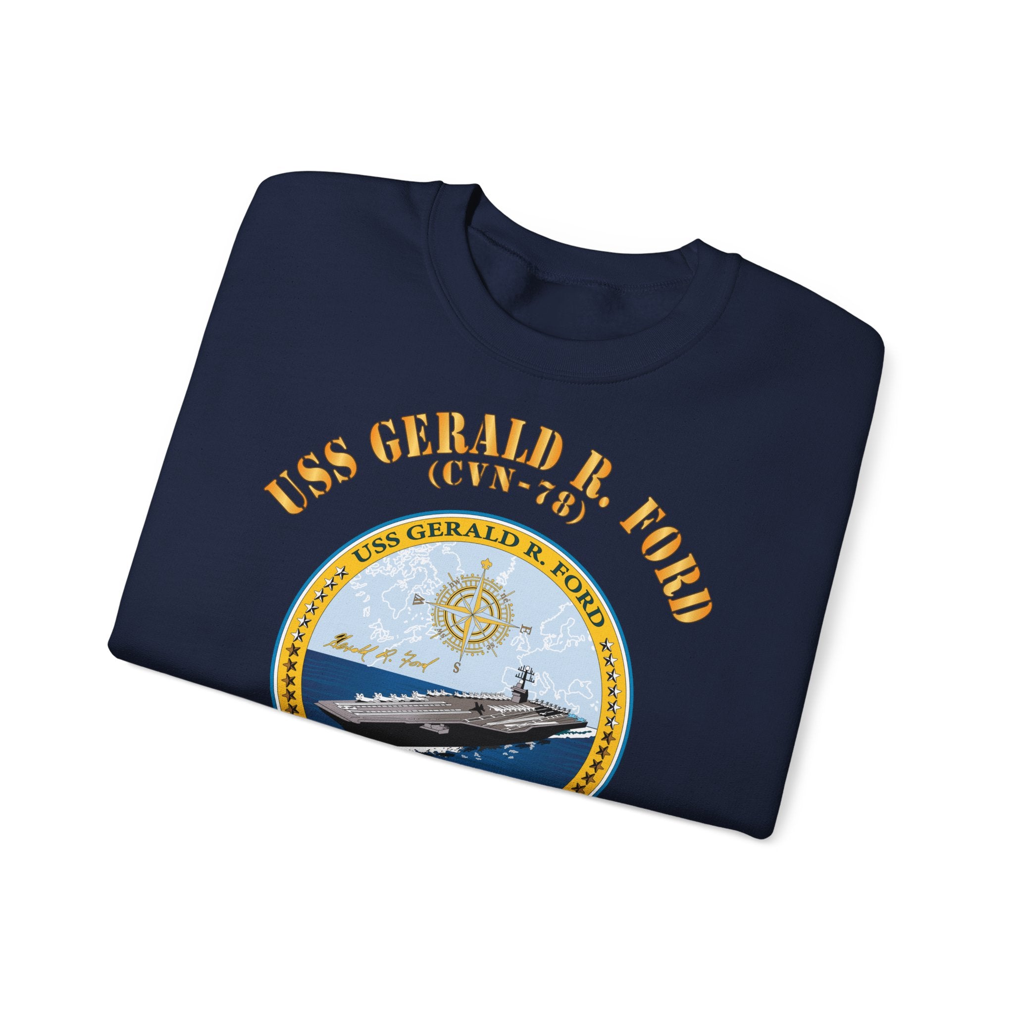 Unisex Heavy Blend™ Crewneck Sweatshirt - Navy - USS Gerald R. Ford (CVN-78)
