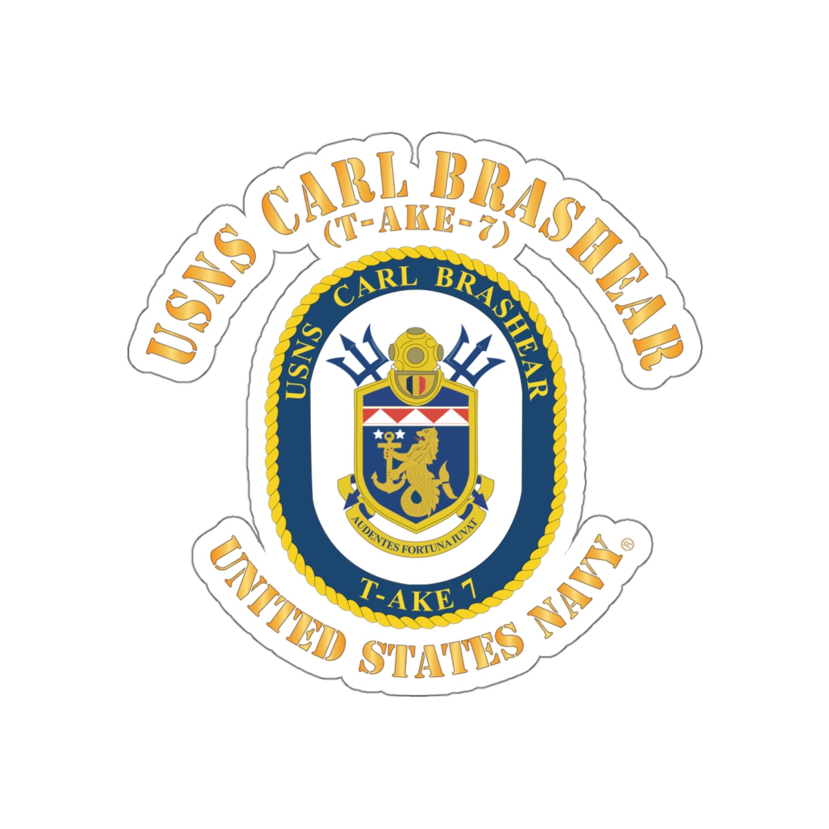 Die-Cut Vinyl Sticker - Navy - USNS Carl Brashear (T-AKE 7)