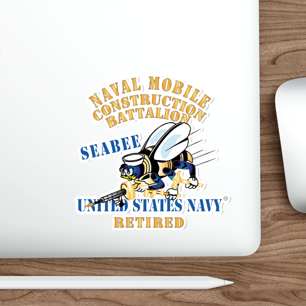 Die-Cut Vinyl Sticker - Navy - Seabee - Retired