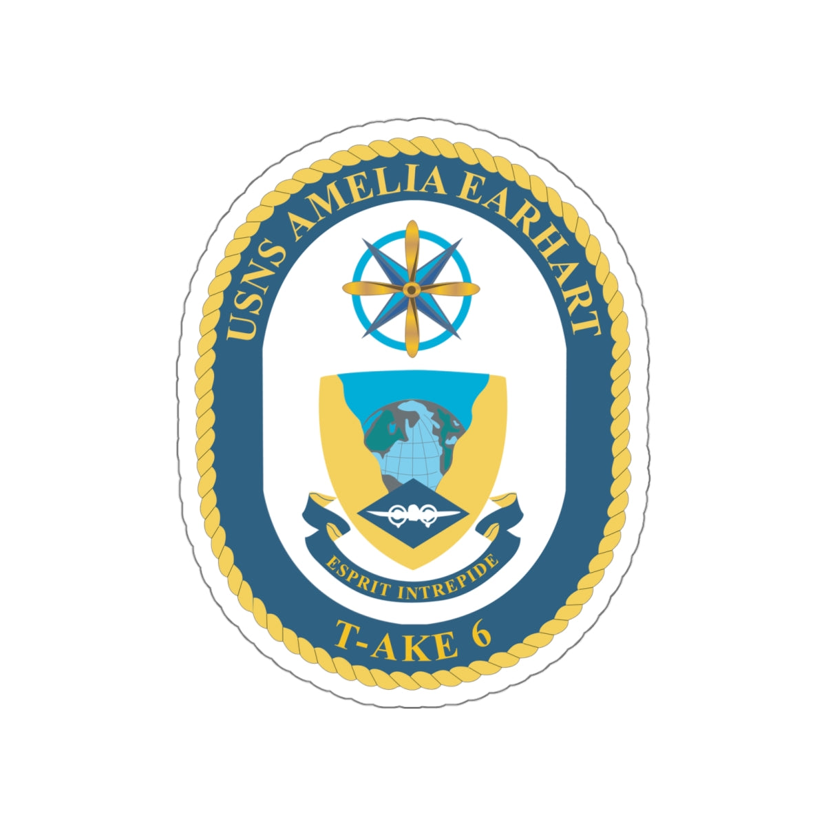Die-Cut Vinyl Sticker - Navy - USNS Amelia Earhart (T-AKE 6) wo txt