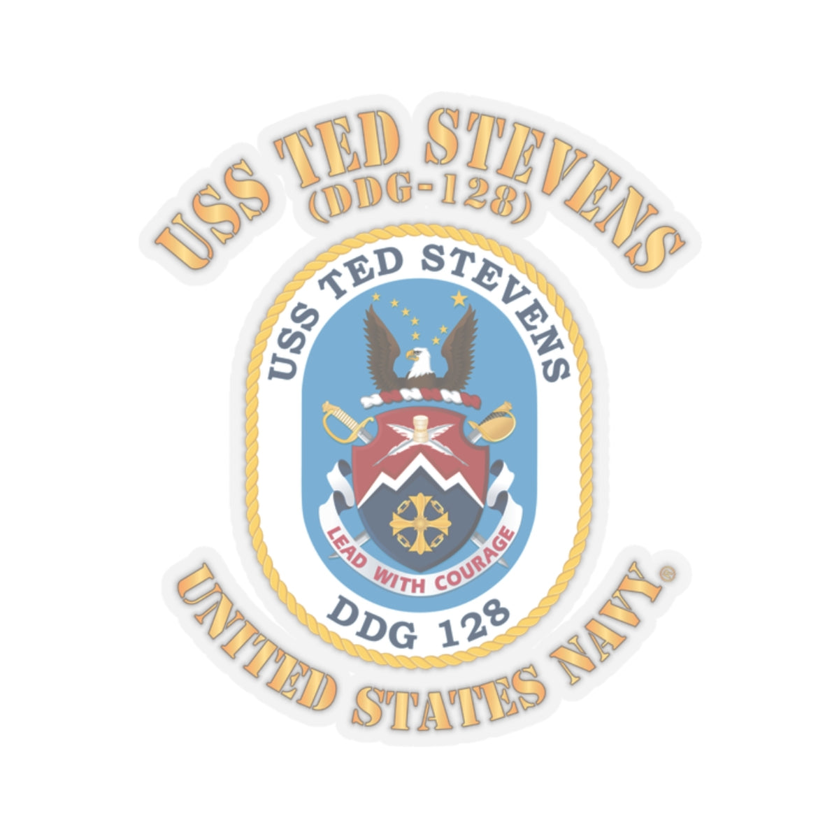 Kiss-Cut Stickers - Navy - USS Ted Stevens (DDG-128)