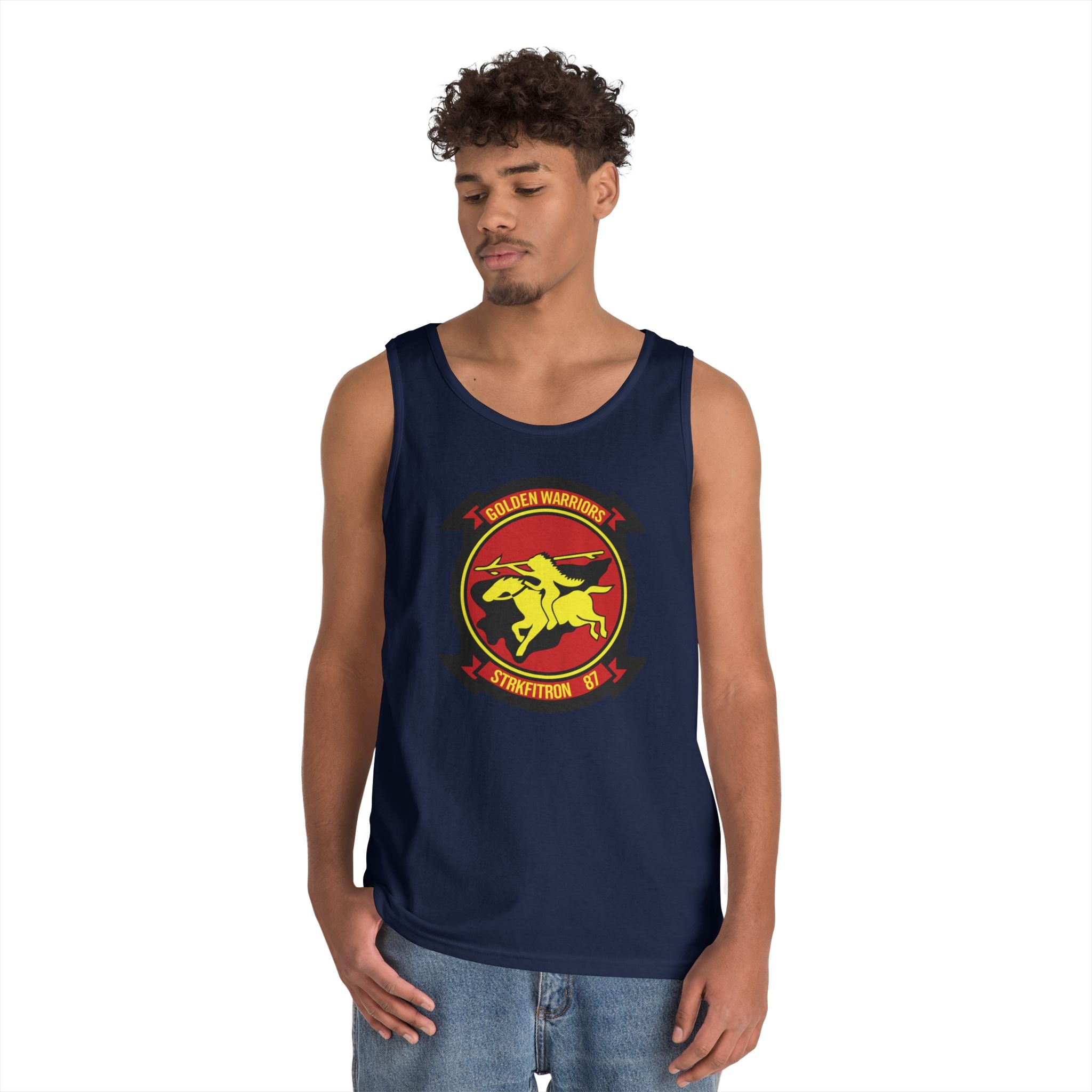 Unisex Heavy Cotton Tank Top - Navy - Strike Fighter Squadron 87 (VFA-87) wo txt