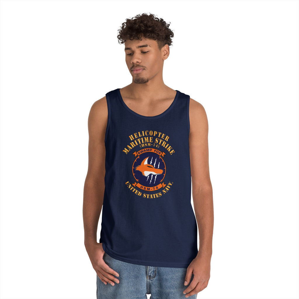 Unisex Heavy Cotton Tank Top - Navy - Helicopter Maritime Strike Seven Four (HSM-74)