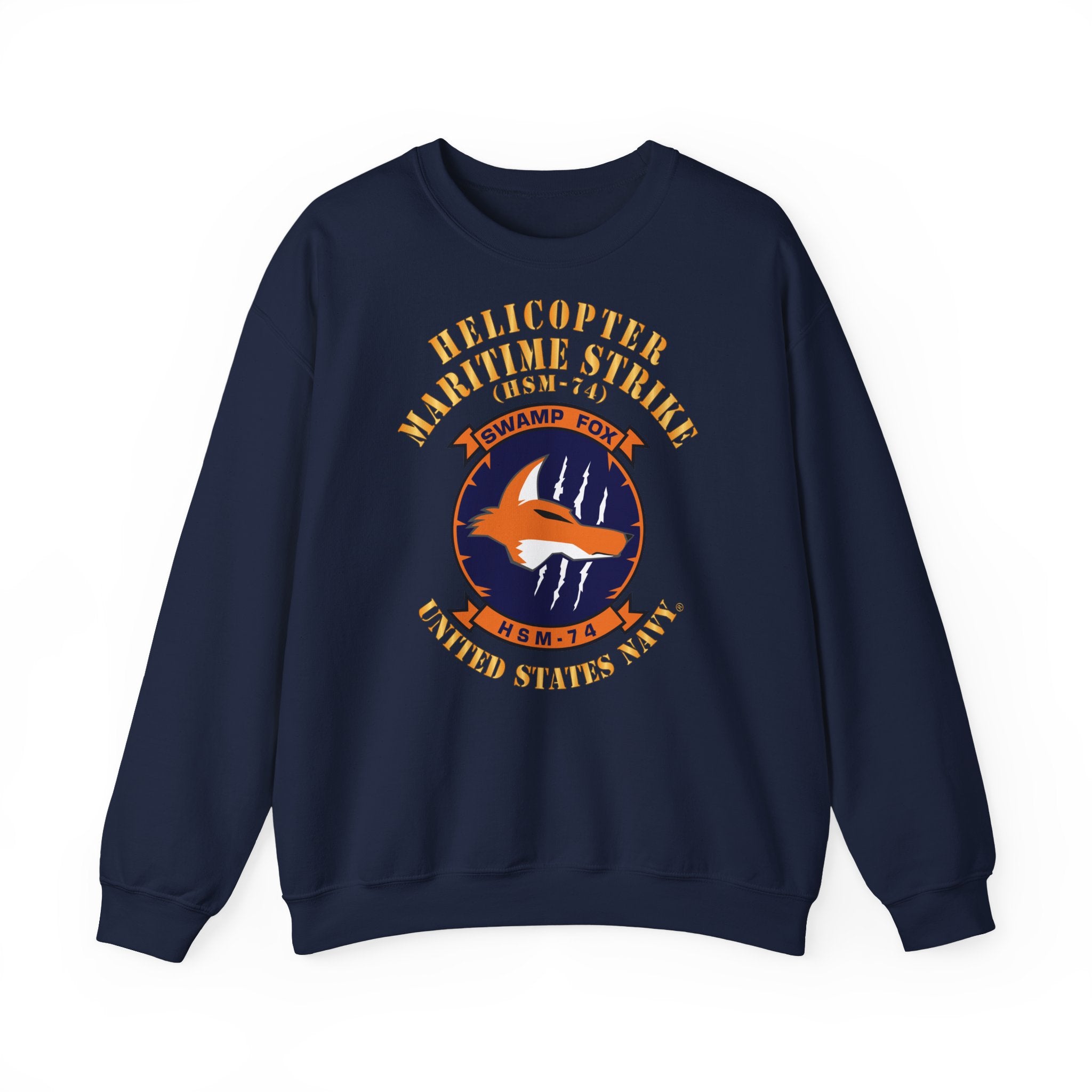 Unisex Heavy Blend™ Crewneck Sweatshirt - Navy - Helicopter Maritime Strike Seven Four (HSM-74)
