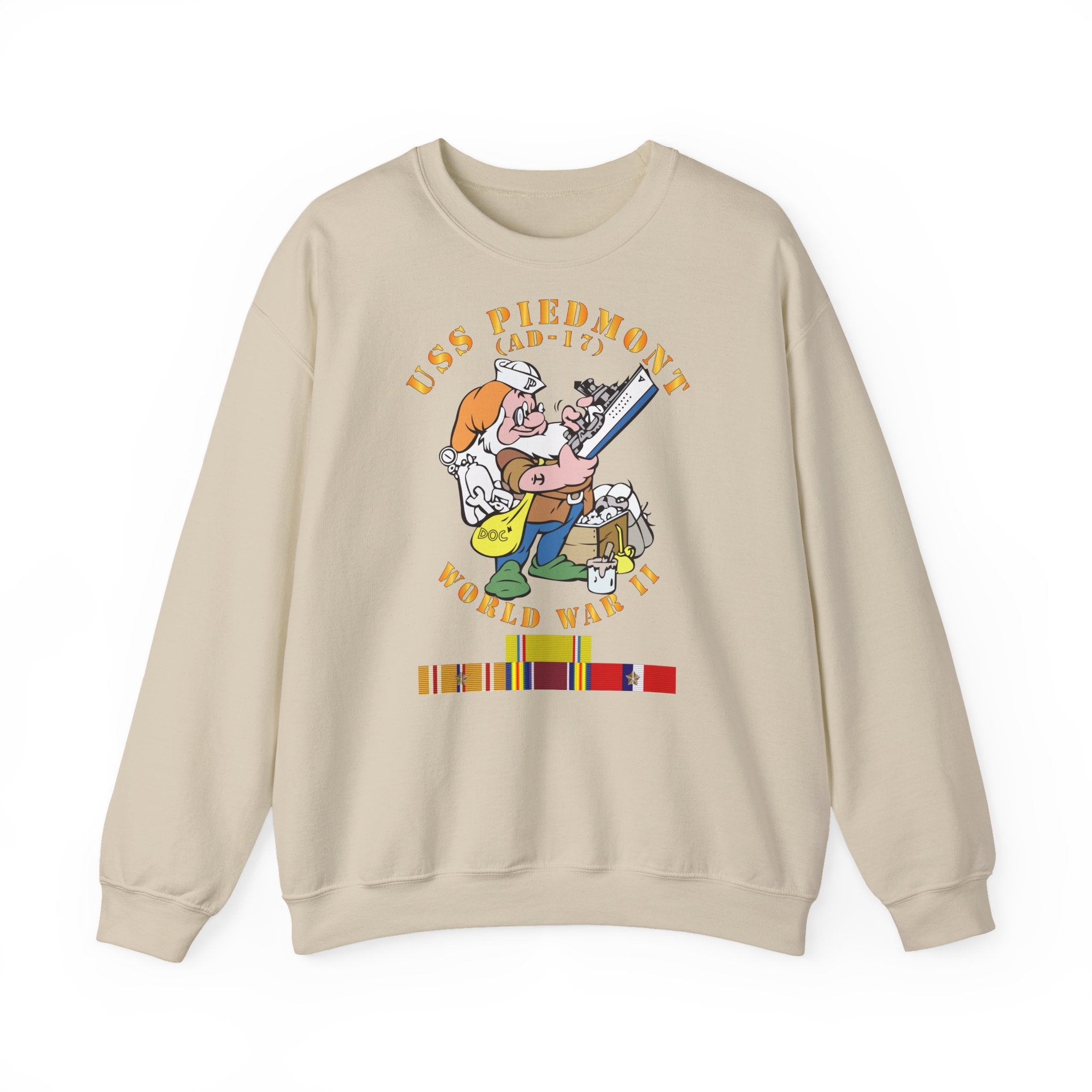 Unisex Heavy Blend™ Crewneck Sweatshirt - Navy - USS Piedmont (AD-17) w PAC SVC WWII