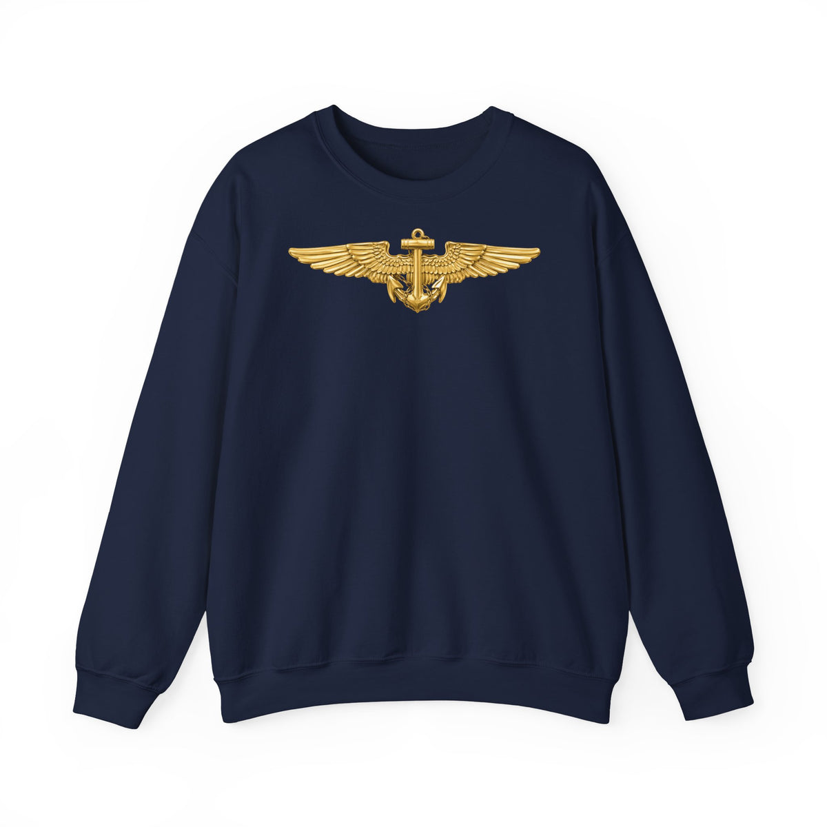 Unisex Heavy Blend™ Crewneck Sweatshirt - Navy - Badge - Naval Aviator Wings wo txt - 3D - Enhanced