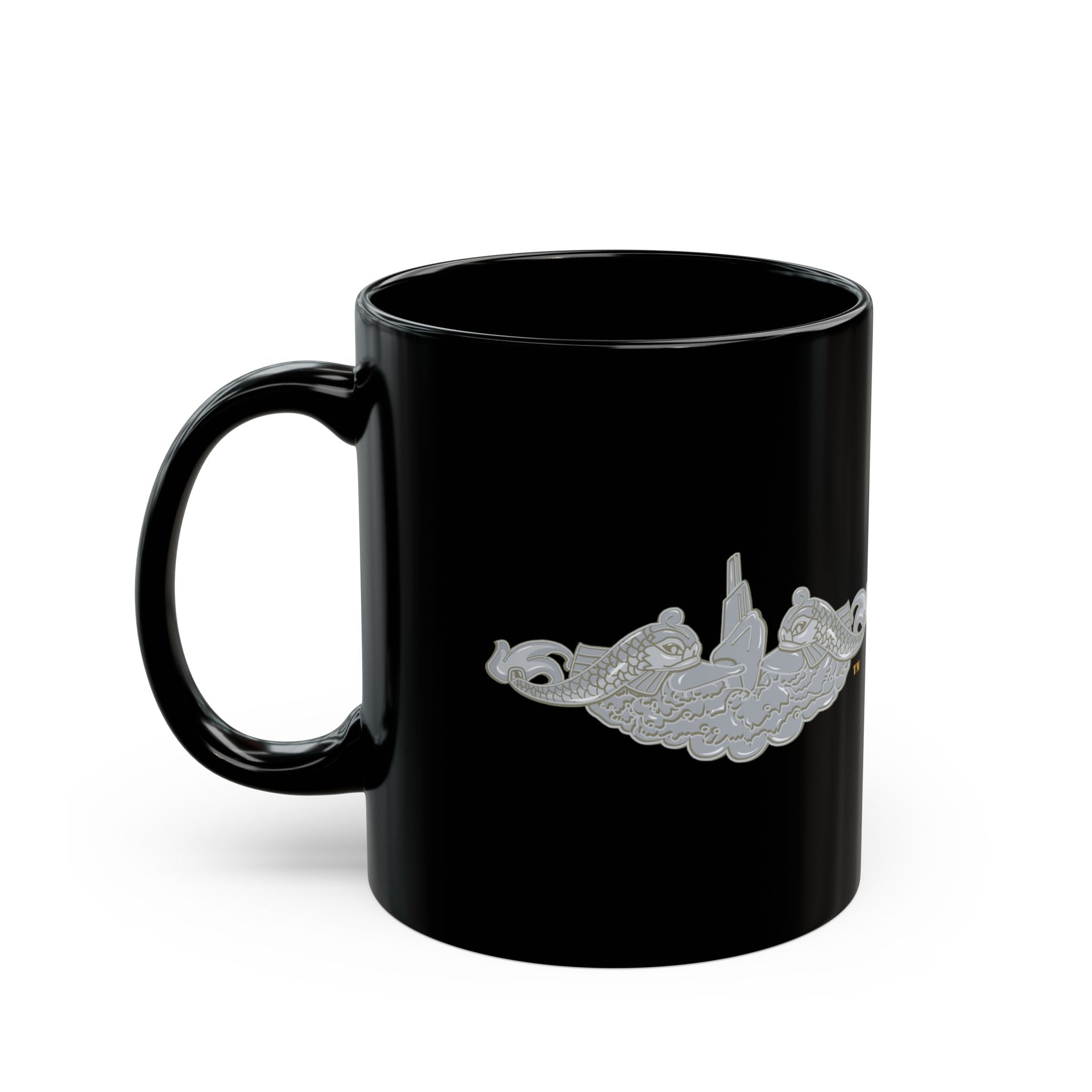Black Mug (11oz, 15oz) - Navy - Submarine Badge - Silver  wo Txt