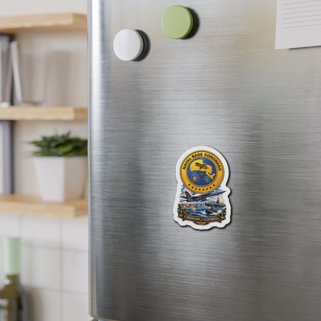 Die-Cut Magnet - NAVY - Naval Base Coronado - Crest w Scene - Coronado California - 3D - Enhanced