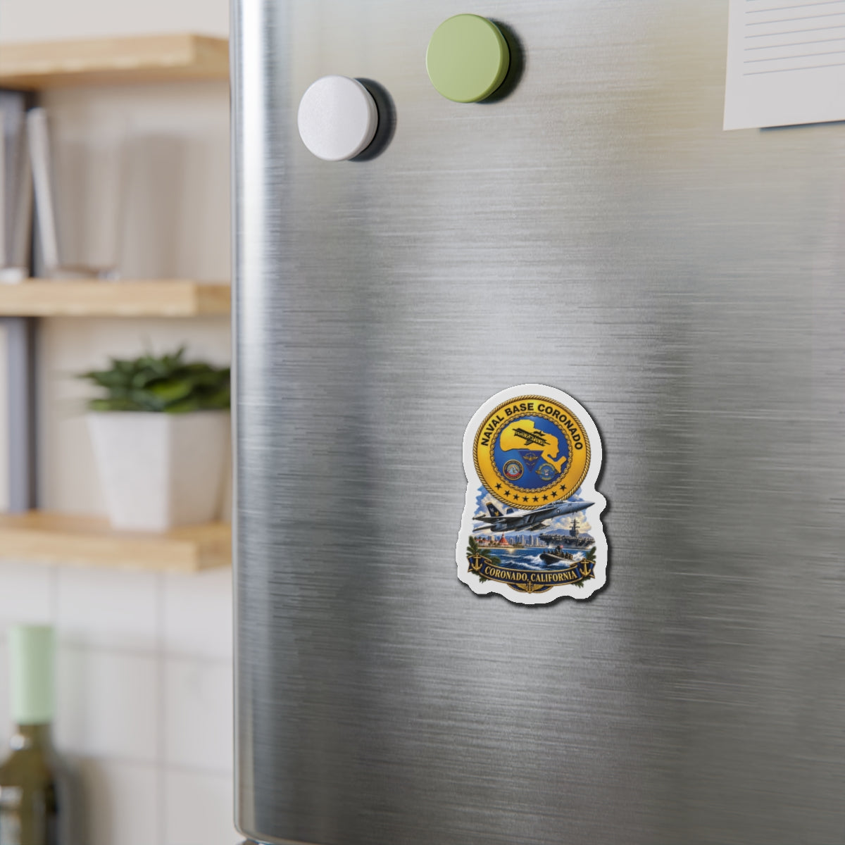 Die-Cut Magnet - NAVY - Naval Base Coronado - Crest w Scene - Coronado California - 3D - Enhanced