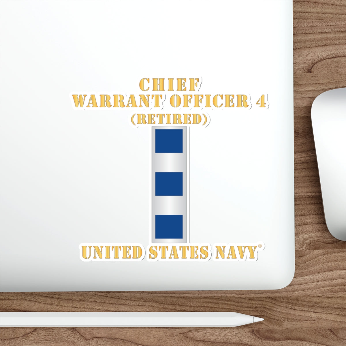 Die-Cut Vinyl Sticker - Navy - Chief Warrant Officer 4 - CW04 - Retired