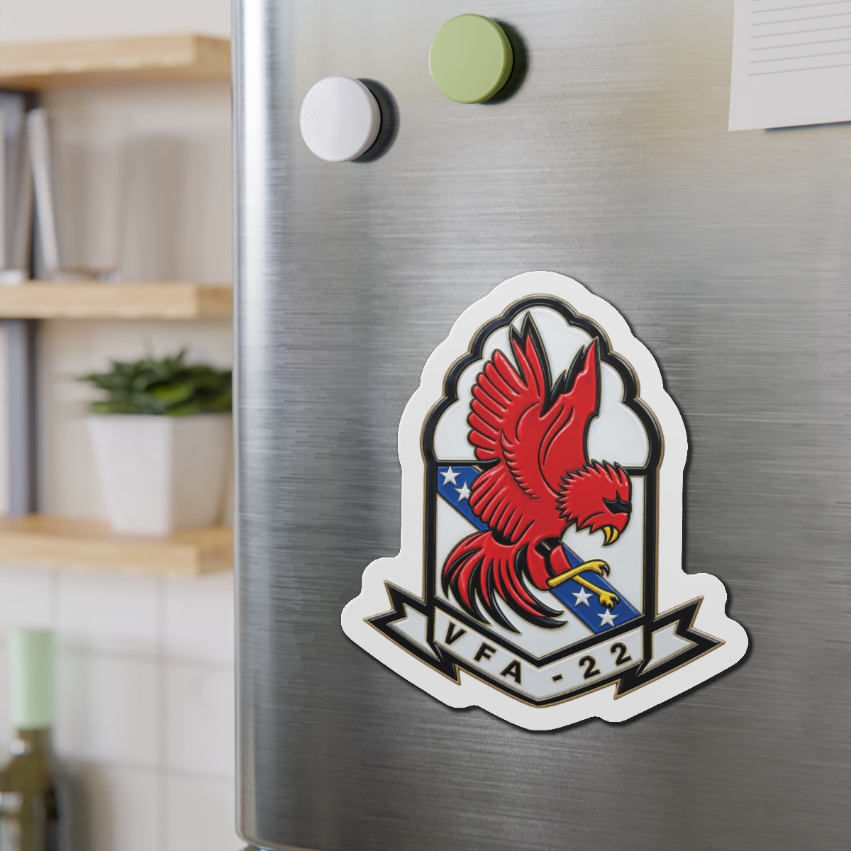 Die-Cut Magnet - Strike Fighter Squadron 22nd - SSI without Txt - Fighting Redcocks - 3D - Enhanced