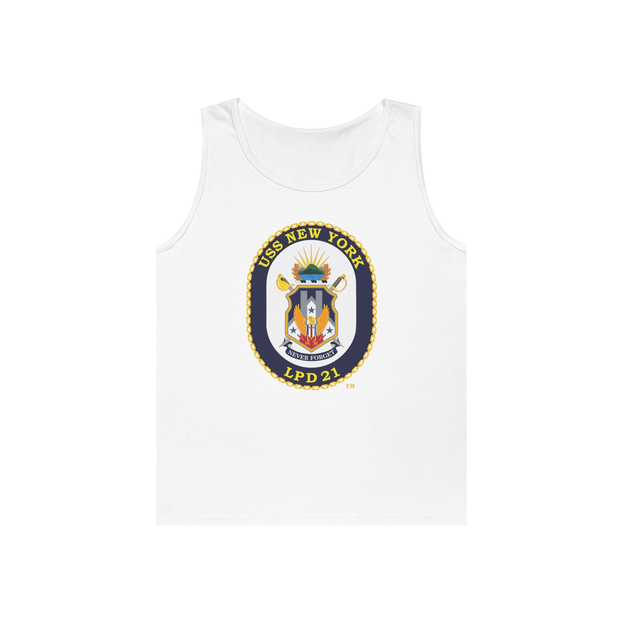 Unisex Heavy Cotton Tank Top - Navy - USS New York (LPD-21) wo txt