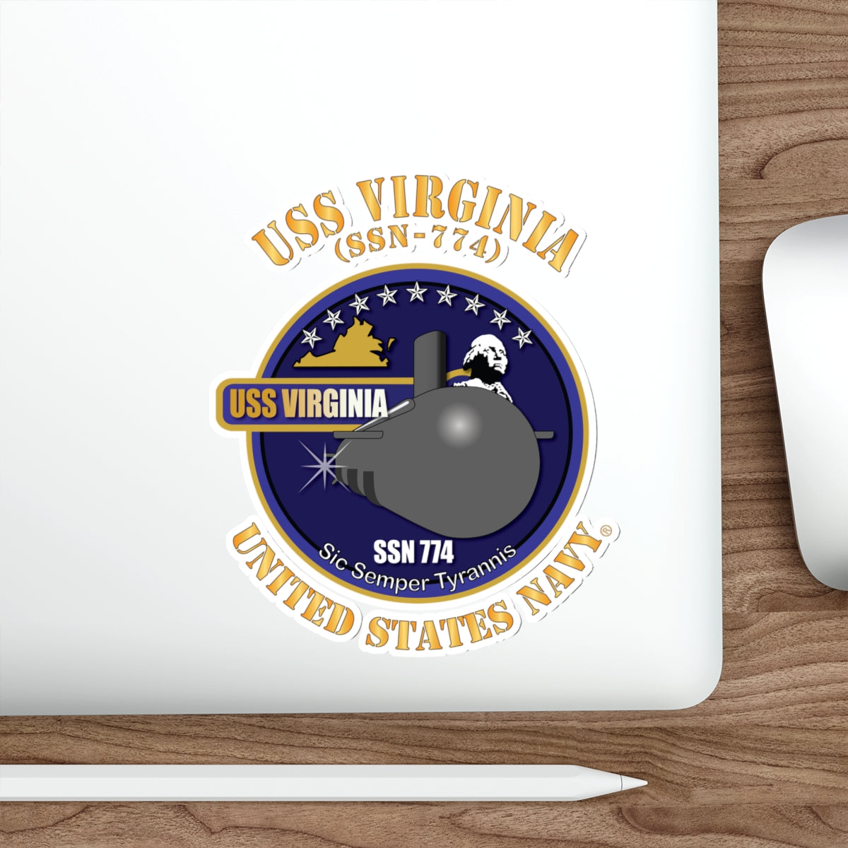 Die-Cut Vinyl Sticker - Navy - USS Virginia (SSN-774) X 300