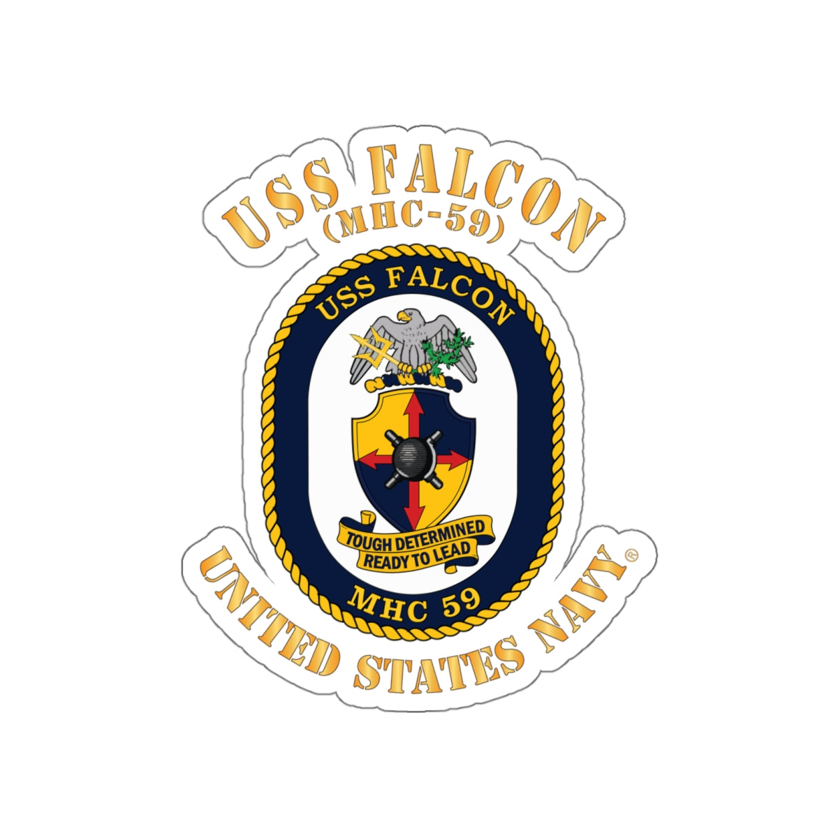 Die-Cut Vinyl Sticker - Navy - USS Falcon (MHC-59)