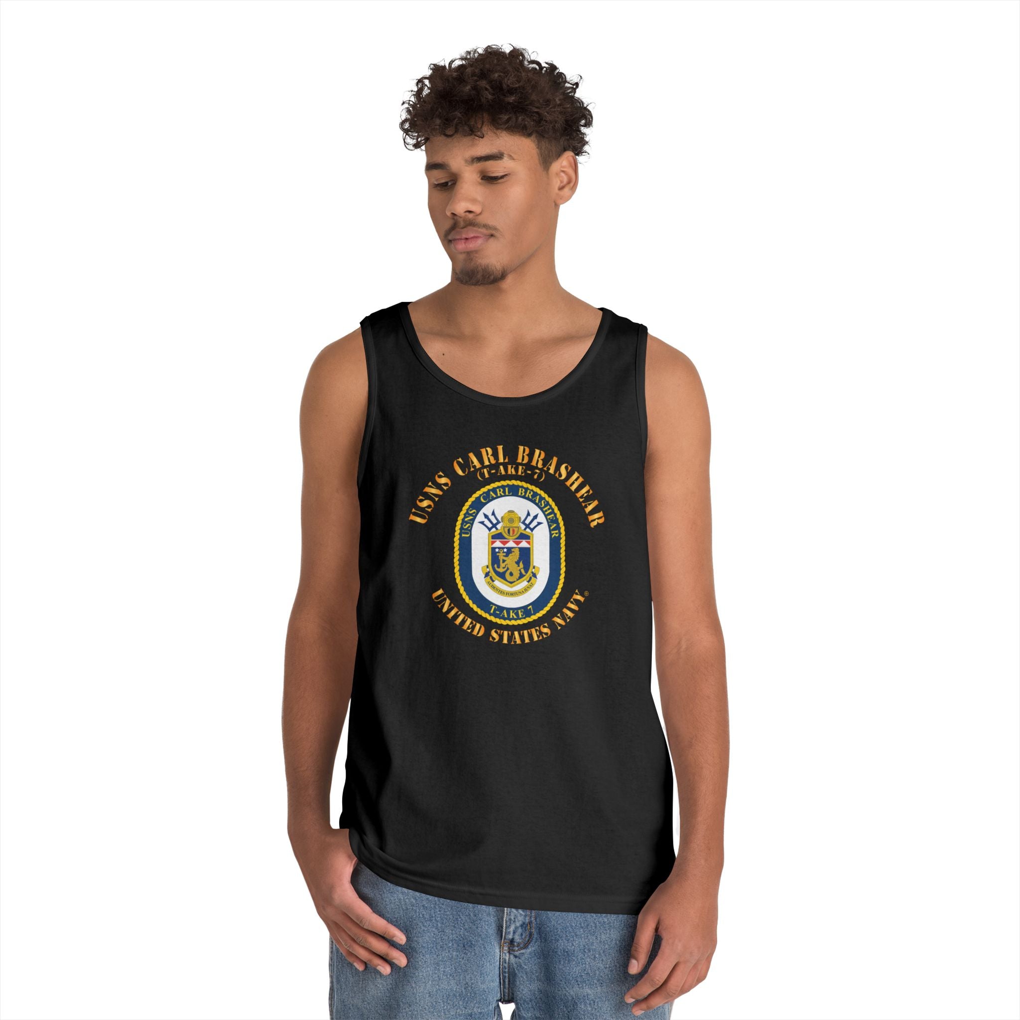 Unisex Heavy Cotton Tank Top - Navy - USNS Carl Brashear (T-AKE 7)