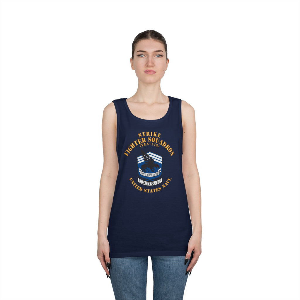 Unisex Heavy Cotton Tank Top - Navy - Strike Fighter Squadron 143 (VFA-143)