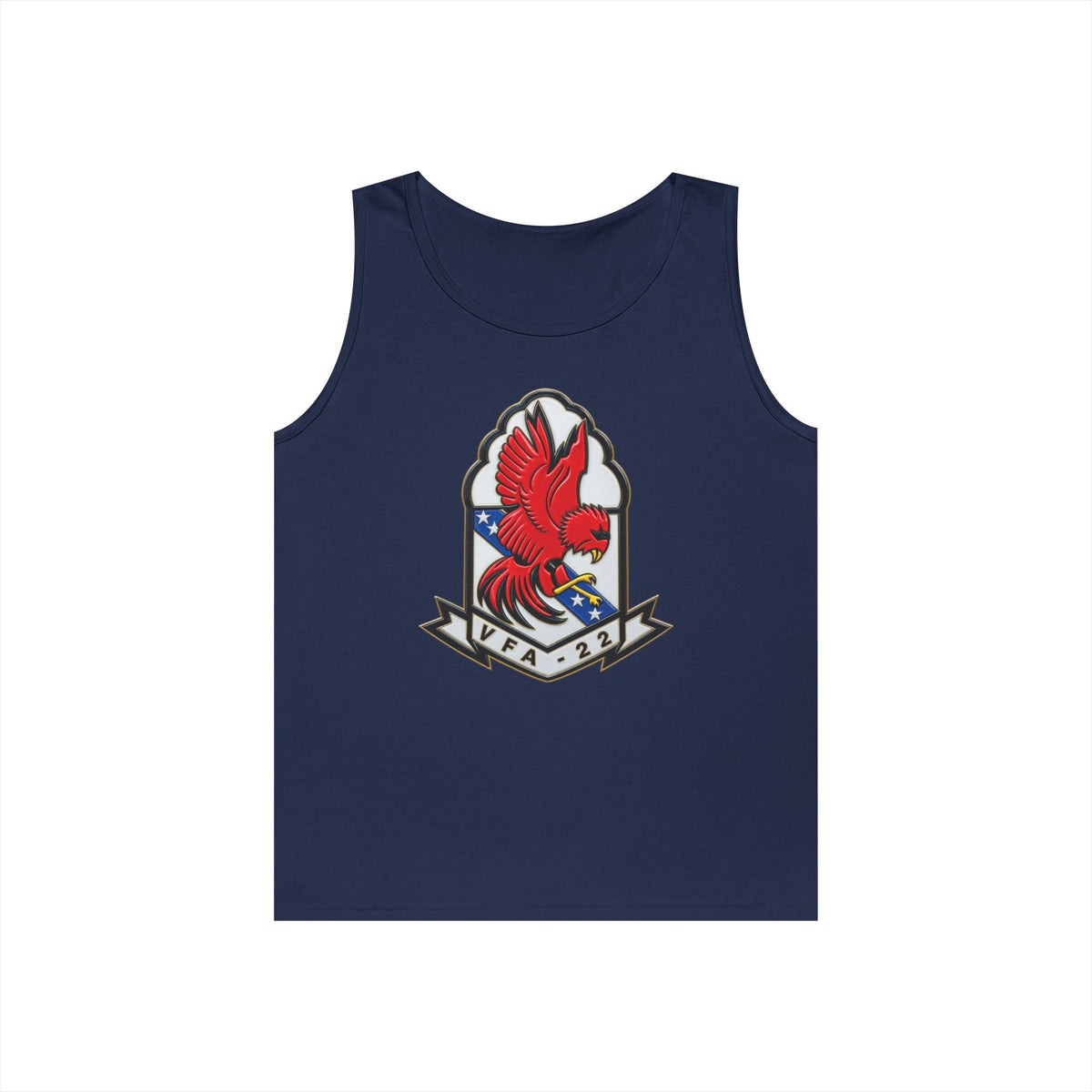Unisex Heavy Cotton Tank Top - Strike Fighter Squadron 22nd - SSI without Txt - Fighting Redcocks - 3D - Enhanced