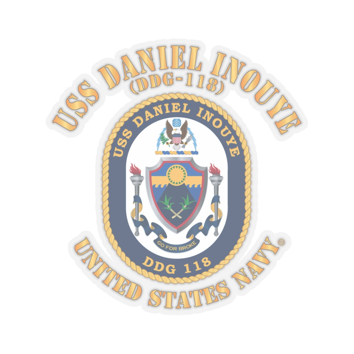 Kiss-Cut Stickers - Navy - USS Daniel Inouye (DDG-118)