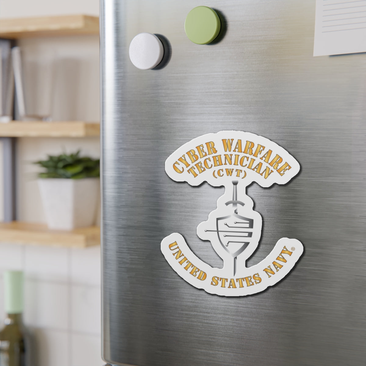 Die-Cut Magnet - Navy - Rate - Cyber Warfare Technician (CWT)