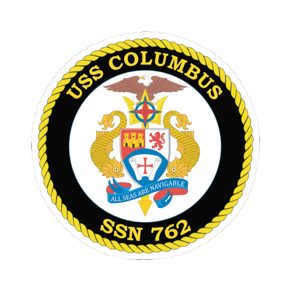 Kiss-Cut Stickers - Navy - USS Columbus (SSN-762) wo txt
