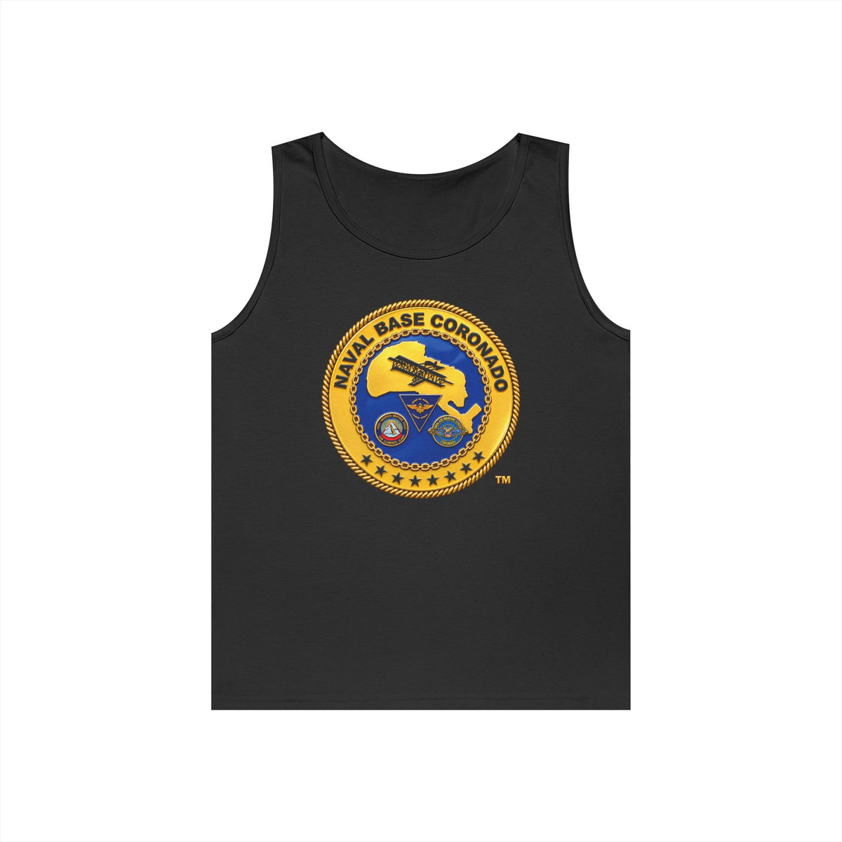 Unisex Heavy Cotton Tank Top - Navy - Naval Base Coronado - Crest - 3D - Enhanced